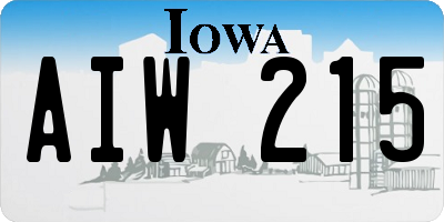 IA license plate AIW215