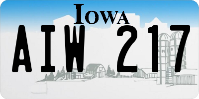 IA license plate AIW217