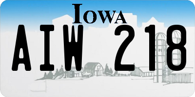 IA license plate AIW218