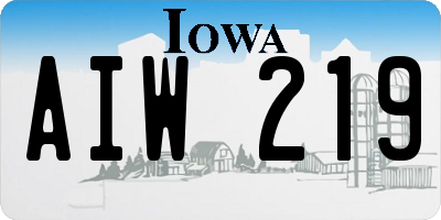 IA license plate AIW219