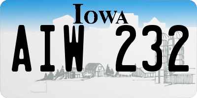 IA license plate AIW232