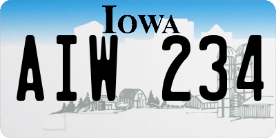 IA license plate AIW234