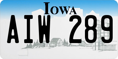 IA license plate AIW289