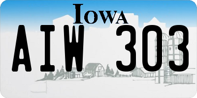 IA license plate AIW303