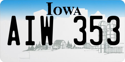 IA license plate AIW353