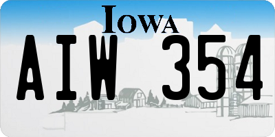IA license plate AIW354