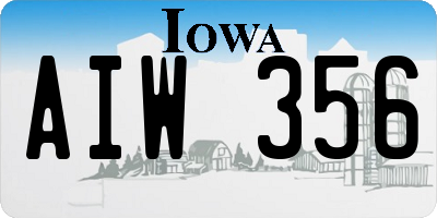 IA license plate AIW356