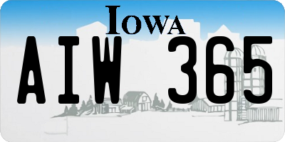 IA license plate AIW365