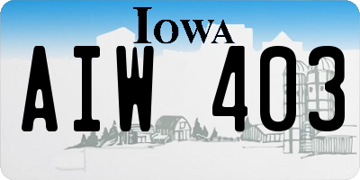 IA license plate AIW403