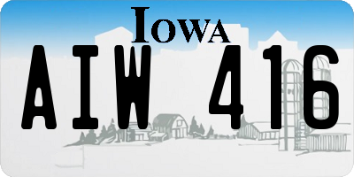 IA license plate AIW416