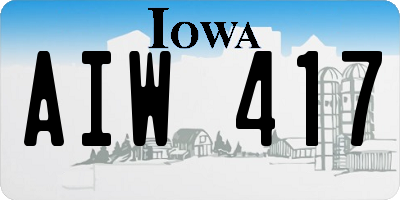 IA license plate AIW417
