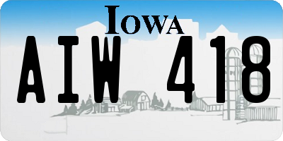 IA license plate AIW418