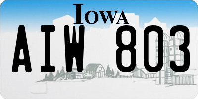 IA license plate AIW803
