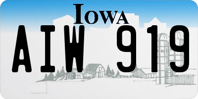 IA license plate AIW919