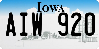 IA license plate AIW920