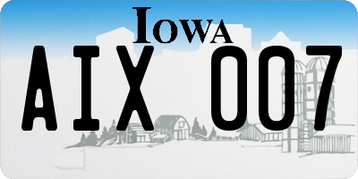 IA license plate AIX007