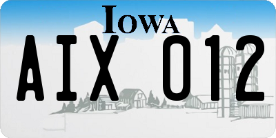 IA license plate AIX012