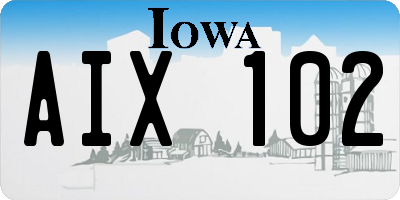 IA license plate AIX102