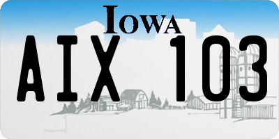 IA license plate AIX103