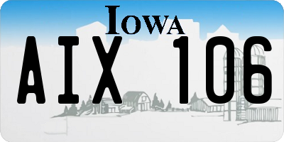 IA license plate AIX106