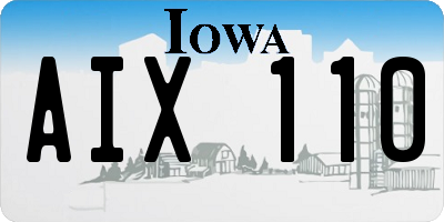 IA license plate AIX110