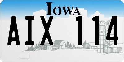IA license plate AIX114