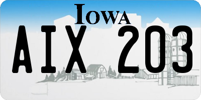 IA license plate AIX203