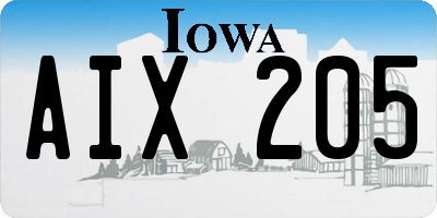IA license plate AIX205
