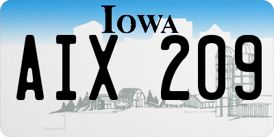IA license plate AIX209