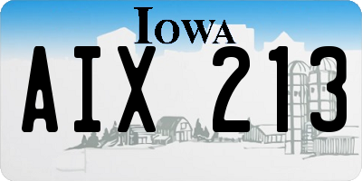 IA license plate AIX213