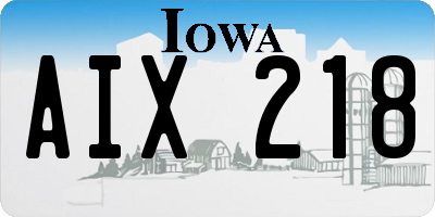 IA license plate AIX218