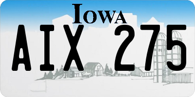 IA license plate AIX275