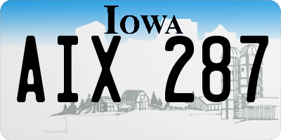 IA license plate AIX287