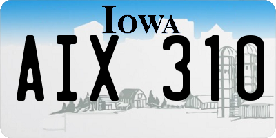 IA license plate AIX310