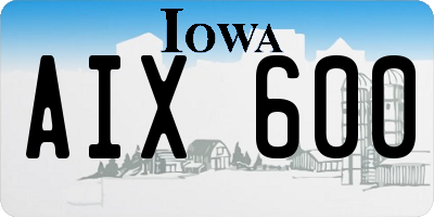IA license plate AIX600
