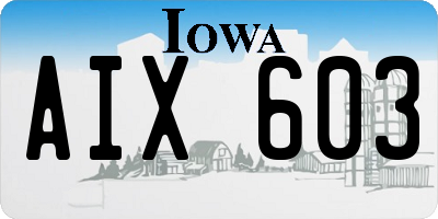 IA license plate AIX603