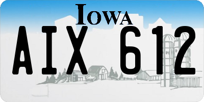 IA license plate AIX612