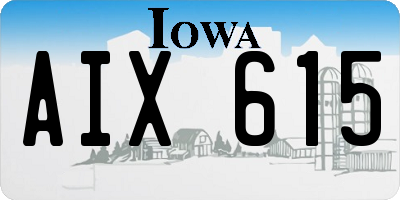 IA license plate AIX615