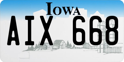 IA license plate AIX668