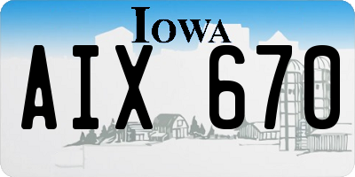 IA license plate AIX670