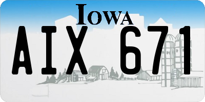 IA license plate AIX671