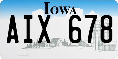 IA license plate AIX678