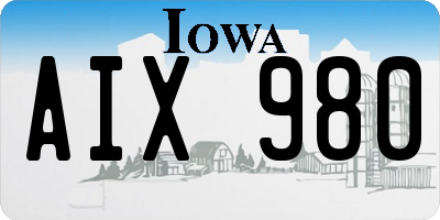 IA license plate AIX980
