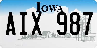 IA license plate AIX987