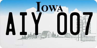 IA license plate AIY007