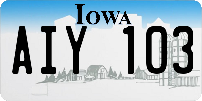 IA license plate AIY103