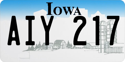 IA license plate AIY217