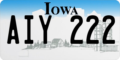 IA license plate AIY222