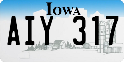 IA license plate AIY317