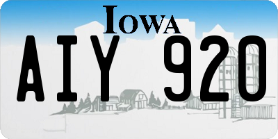 IA license plate AIY920